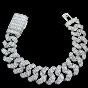 18MM Baguette VVS Heavy Box Clasp Cuban Link Chain Bracelet